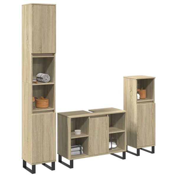 vidaXL Ensemble de meubles de salle de bain 3 pcs ch&ecirc;ne sonoma
