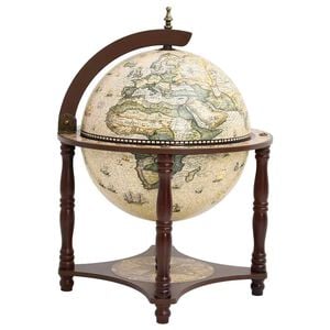 vidaXL Support &agrave; vin bar forme globe Marron Bois d'eucalyptus massif