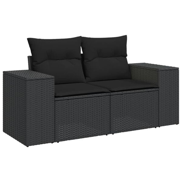 vidaXL Salon de jardin 11 pcs avec coussins noir r&eacute;sine tress&eacute;e