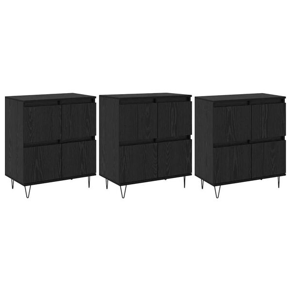 vidaXL Buffets 3 pcs Ch&ecirc;ne noir 180 x 35 x 70 cm Bois d'ing&eacute;nierie