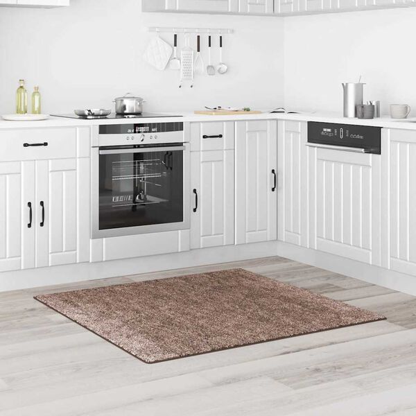 vidaXL Tapis Shaggy Anti-d&eacute;rapant Marron 120 x 120 cm PP