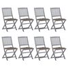 vidaXL Chaises pliables d'ext&eacute;rieur lot de 8 et coussins Bois d'acacia
