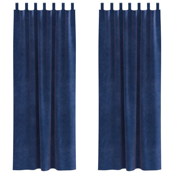 vidaXL Rideaux occultants 2 pcs Bleu fonc&eacute; 140 x 245 cm Velours