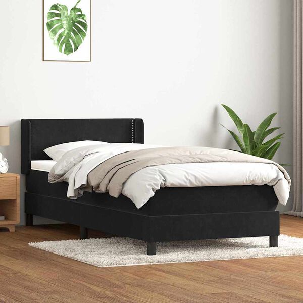 vidaXL Sommier &agrave; lattes de lit avec matelas noir 80x220 cm velours