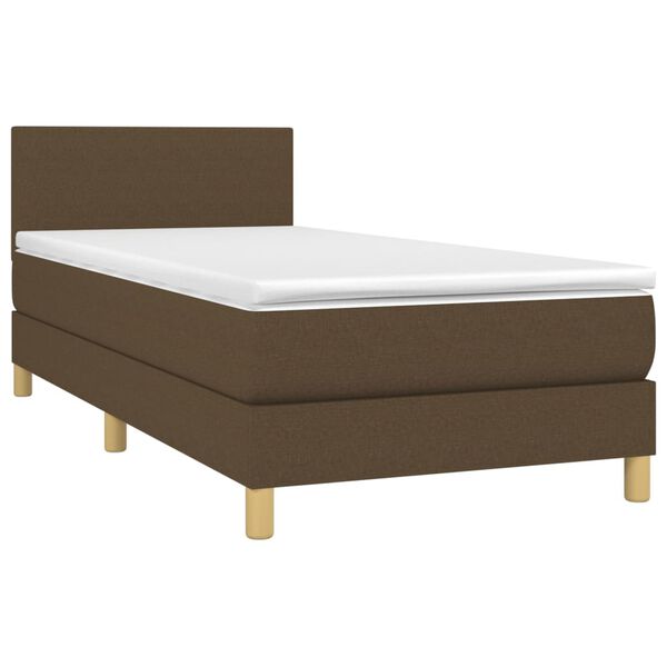 vidaXL Sommier &agrave; lattes de lit et matelas et LED Marron fonc&eacute; 80x200cm