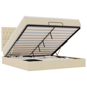 VidaXL Cadre de lit ottoman avec matelas cr&egrave;me 180x200 cm tissu