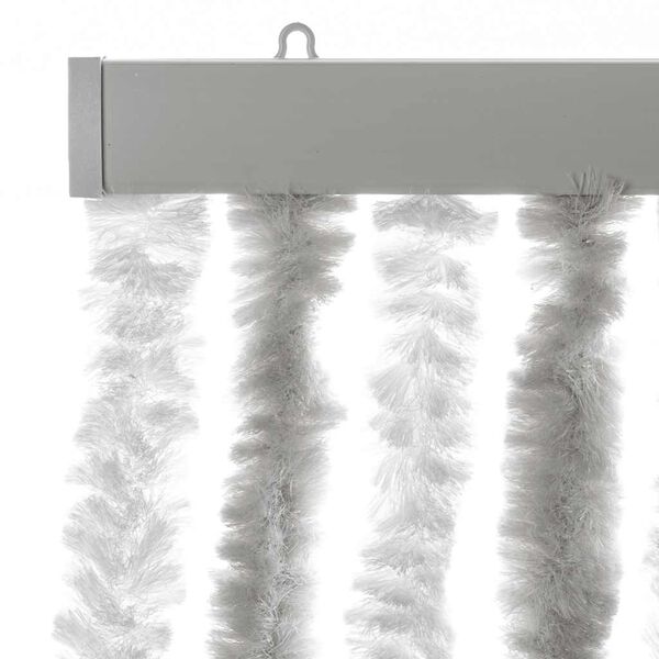 vidaXL Rideau anti-mouches gris clair et blanc 56x185 cm chenille