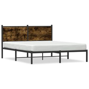 vidaXL Cadre de lit en m&eacute;tal sans matelas ch&ecirc;ne fum&eacute; 140x190 cm