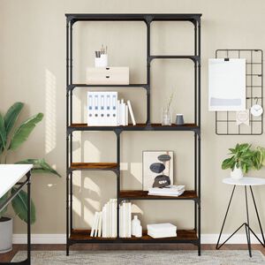 vidaXL Biblioth&egrave;que ch&ecirc;ne fum&eacute; 99x35,5x176 cm bois ing&eacute;nierie acier