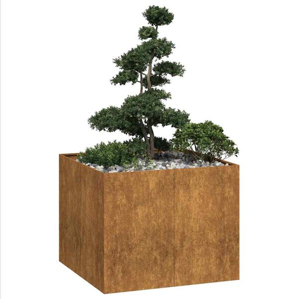 vidaXL Jardini&egrave;re rouill&eacute; 100x100x80 cm acier inoxydable