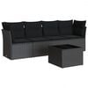 vidaXL Salon de jardin 5 pcs avec coussins noir r&eacute;sine tress&eacute;e