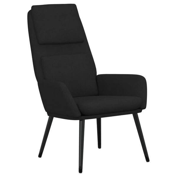 vidaXL Chaise de relaxation avec tabouret Noir Tissu
