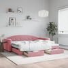 vidaXL Lit de jour avec gigogne et tiroirs sans matelas rose 90x200 cm