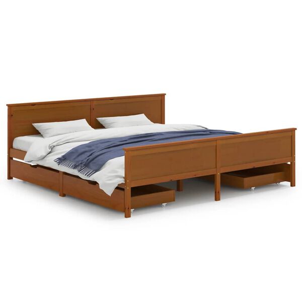 vidaXL Cadre de lit sans matelas marron miel bois massif 200x200 cm