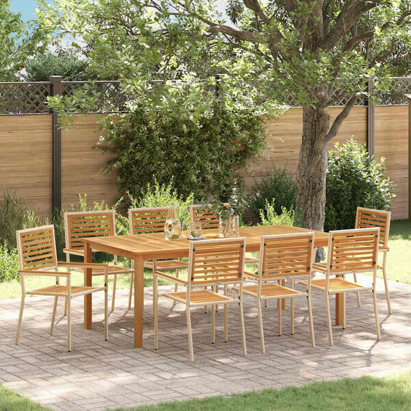 vidaXL Ensemble de salle &agrave; manger pour jardin 9 pcs Beige