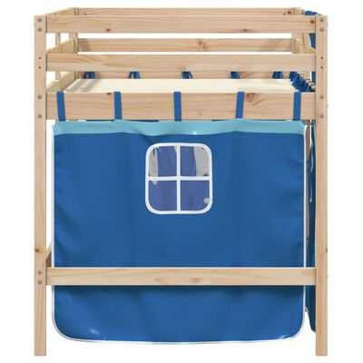 vidaXL Lit mezzanine enfants et rideaux bleu 80x200cm bois pin massif