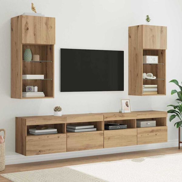 vidaXL Meubles TV muraux 2 pcs Ch&ecirc;ne artisanal 40,5 x 30 x 90 cm
