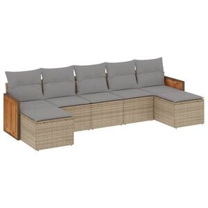 vidaXL Salon de jardin avec coussins 7 pcs beige r&eacute;sine tress&eacute;e