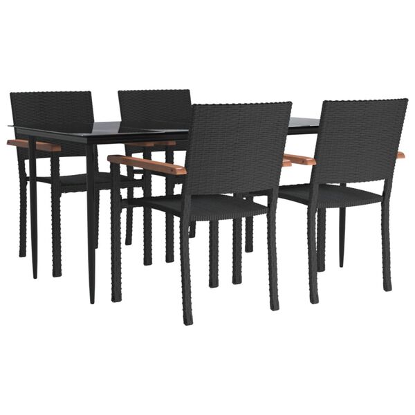 vidaXL Ensemble à manger de jardin 5 pcs Noir Résine tressée