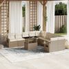 vidaXL Salon de jardin 11 pcs avec coussins beige r&eacute;sine tress&eacute;e