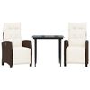 vidaXL Ensemble &agrave; manger de jardin 3 pcs et coussins marron poly rotin