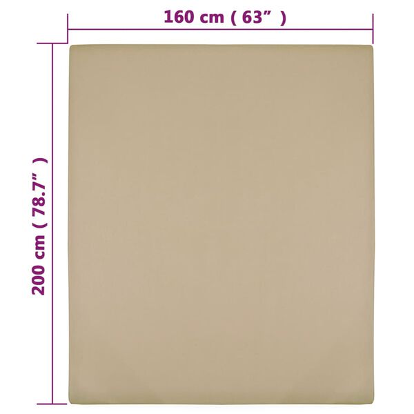 vidaXL Drap-housse Jersey Taupe 160x200 cm Coton