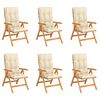 vidaXL Chaises inclinables de jardin et coussins lot de 6 Teck solide