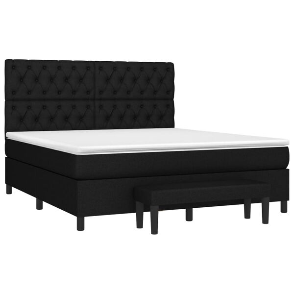 vidaXL Sommier &agrave; lattes de lit avec matelas Noir 160x200 cm Tissu