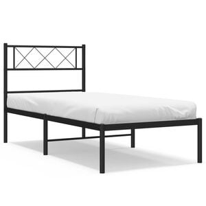 vidaXL Cadre de lit m&eacute;tal sans matelas avec t&ecirc;te de lit noir 75x190 cm