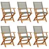 vidaXL Chaises pliantes 6 pi&egrave;ces en polyrotin gris et bois massif