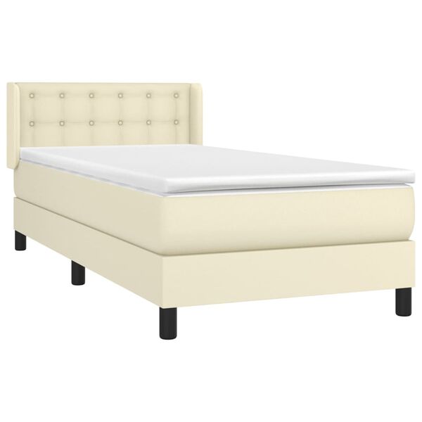 vidaXL Sommier &agrave; lattes de lit avec matelas Cr&egrave;me 90x200 cm Similicuir