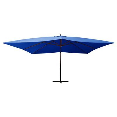 vidaXL Parasol en porte-à-faux avec mât en bois 400x300 cm Bleu azuré