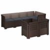 vidaXL Canap&eacute; de Jardin 7 Places avec Coussins Look Rattan PP Marron