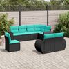 vidaXL Salon de jardin 8 pcs avec coussins noir r&eacute;sine tress&eacute;e