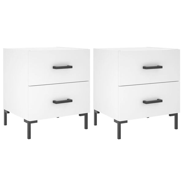 vidaXL Tables de chevet 2 pcs blanc 40x35x47,5 cm bois d&rsquo;ing&eacute;nierie