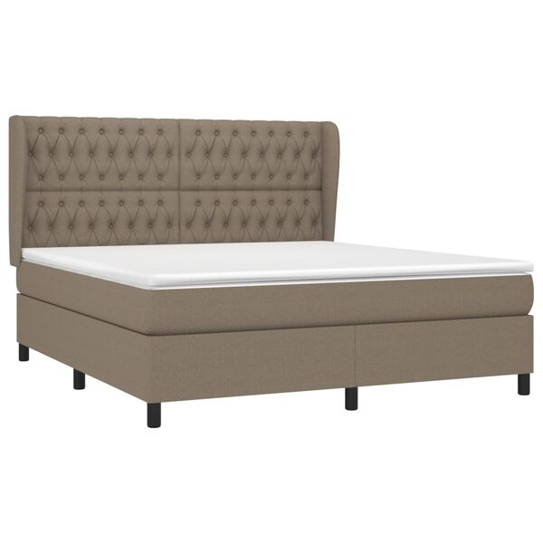 vidaXL Sommier &agrave; lattes de lit avec matelas Taupe 180x200 cm Tissu