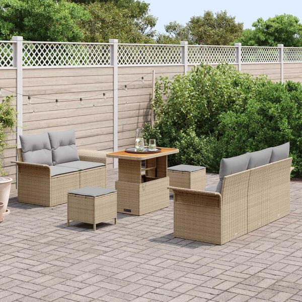 vidaXL Ensemble de canap&eacute; de jardin 8 pcs Beige et Gris clair