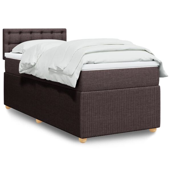 vidaXL Sommier &agrave; lattes de lit avec matelas Marron fonc&eacute; 90x200 cm