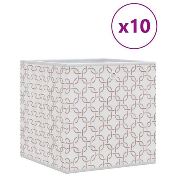 vidaXL Boîtes de rangement pliables 10 pcs crème tissu intissé