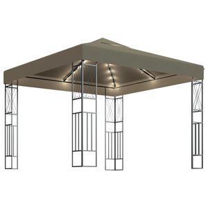 vidaXL Tonnelle avec guirlande lumineuse &agrave; LED 3x3 m Taupe Tissu