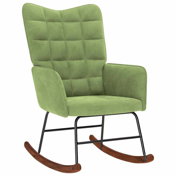vidaXL Chaise à bascule avec repose-pied vert clair velours
