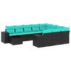 vidaXL Ensemble de canap&eacute; de jardin 11 pcs avec coussins noir r&eacute;sine tress&eacute;e