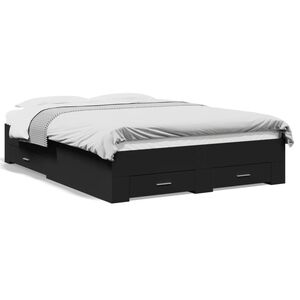 vidaXL Cadre de lit avec tiroirs sans matelas noir 140x190 cm