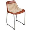 vidaXL Chaises &agrave; manger lot de 2 marron beige cuir v&eacute;ritable et toile