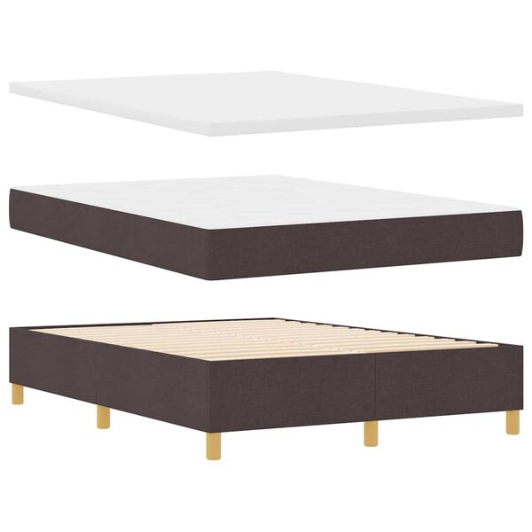 vidaXL Lit &agrave; ressorts avec matelas Marron fonc&eacute; 160 x 200 cm tissu