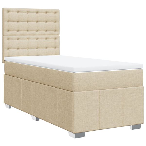 vidaXL Sommier &agrave; lattes de lit avec matelas Cr&egrave;me 90x200 cm Tissu
