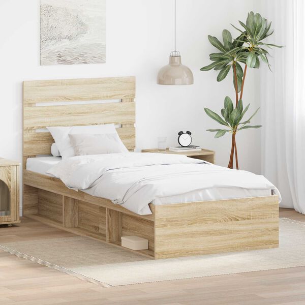 vidaXL Cadre de lit Ch&ecirc;ne Sonoma 75 x 190 cm Bois de pin massif