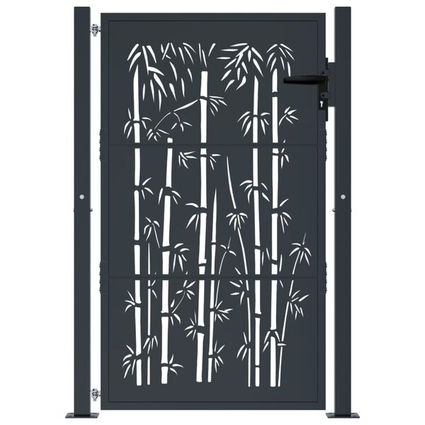 vidaXL Portail de jardin anthracite 100x125 cm acier design de bambou