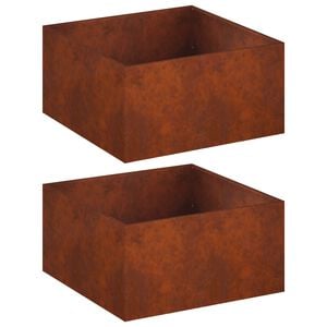 vidaXL Cache-pot de jardin 2 pc Rouill&eacute; 100 x 100 x 40 cm Acier patin&eacute;