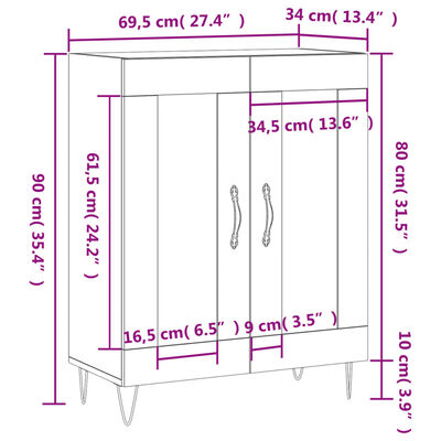 vidaXL Buffet blanc 69,5x34x90 cm bois d'ingénierie